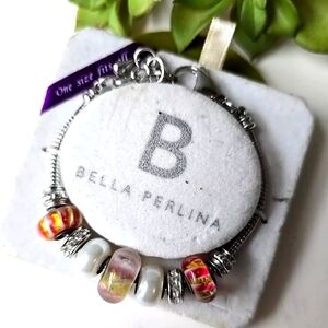 Bella Perlina Silver and Multicolor Beaded Bracelet